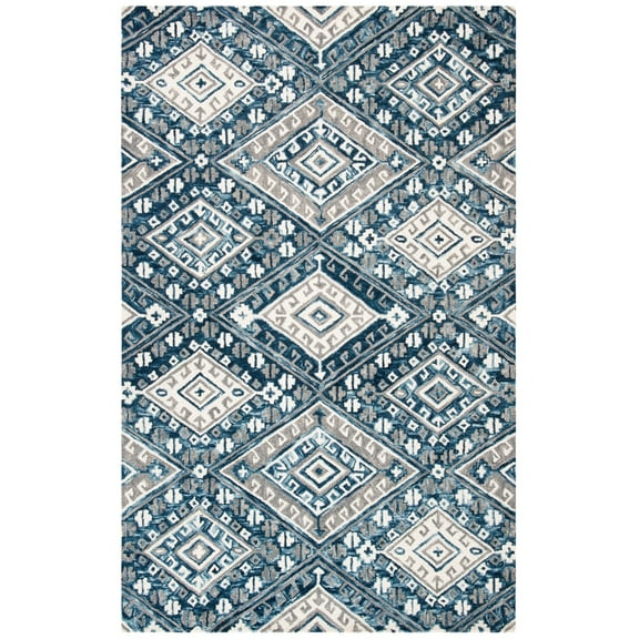 SAFAVIEH Aspen Christopher Geometric Floral Wool Area Rug, Grey/Ivory, 5' x 8'