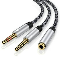 Headphone Splitter for Computer,1PC Nylon Braided 3.5mm Female to 2 Dual Male Audio Splitter Cable with Separate Mic and Headphone Stereo Jack Earphones Port Cord Gaming Headset to PC Laptop Adapter