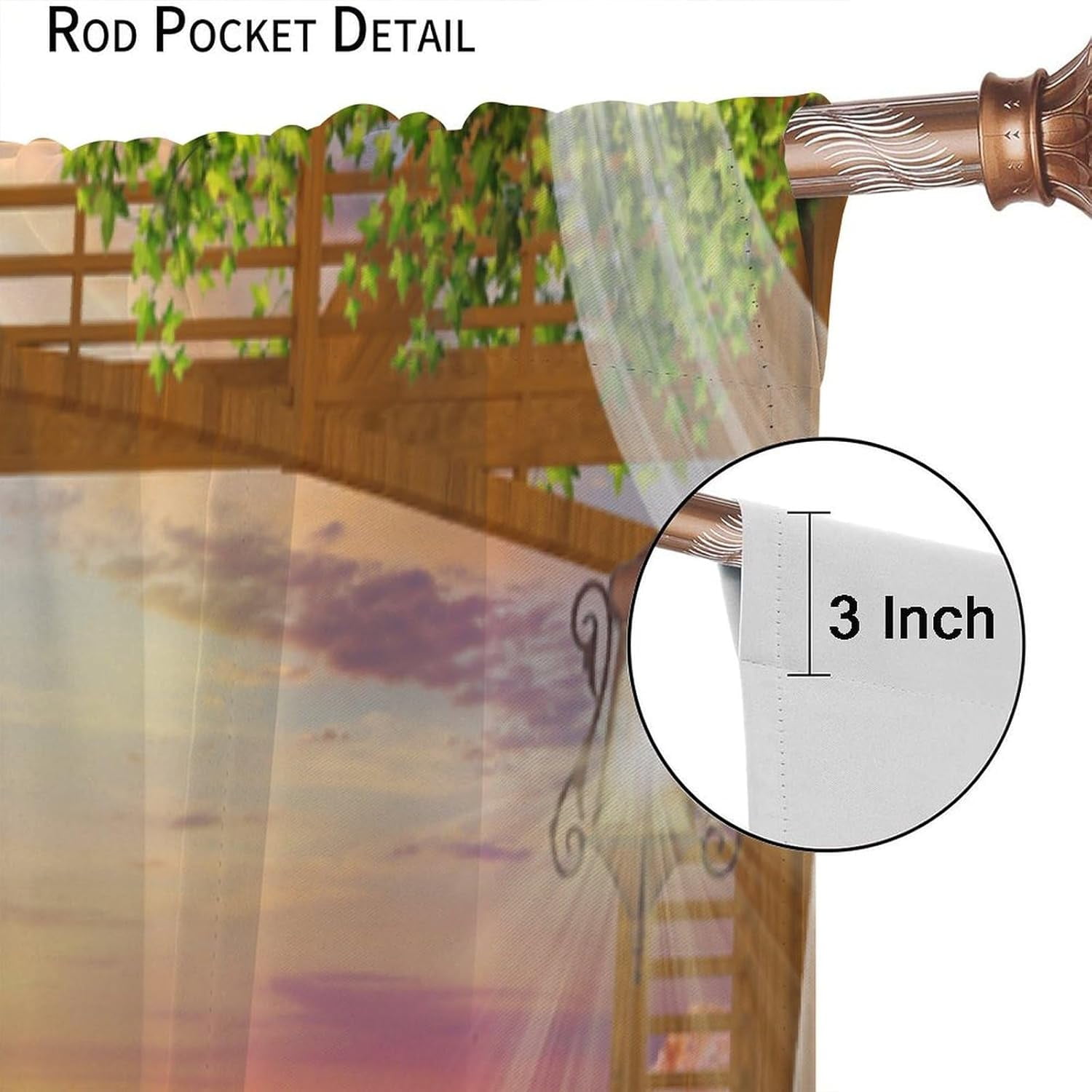 Sunset Ocean Curtains, Ocean Scene Beach View Sea Wave Summer Tropical Seaside Scenery Thermal Insulation Blackout Window Treatments for Bedroom Cafe, 84" W X 84" L