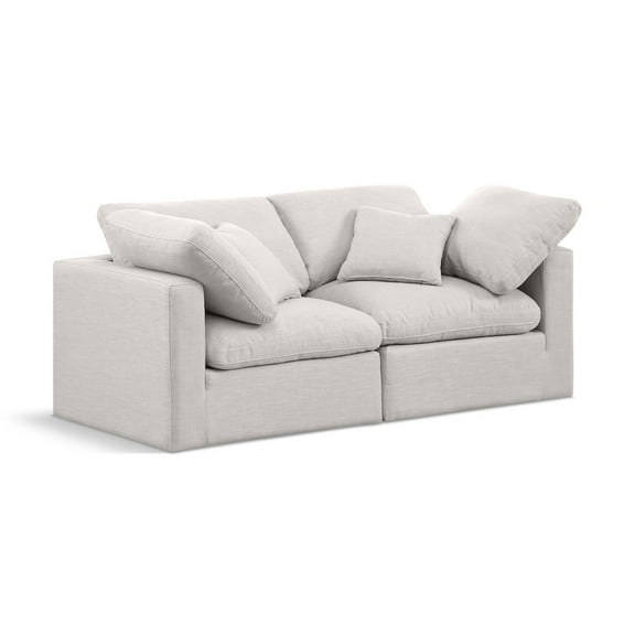 Meridian Furniture Indulge 70" Upholstered Fabric Modular Sofa in Cream