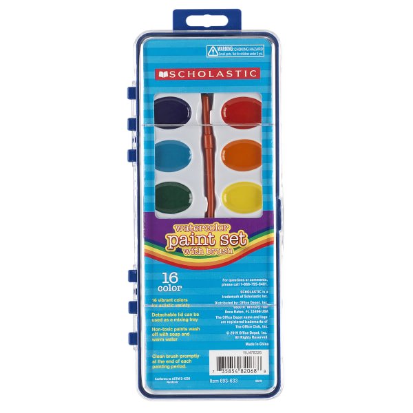 Scholastic® 16Color Watercolor Paint Set With Brush