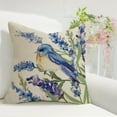 thumbnail image 4 of Hello Spring Bluebird Decorative Throw Pillow Covers 20 x 20 Set of 4, Lavender Flower Stay Awhile Porch Patio Outdoor Pillowcase, Blue Floral Seasonal Sofa Couch Cushion Case Home Decor, 4 of 6