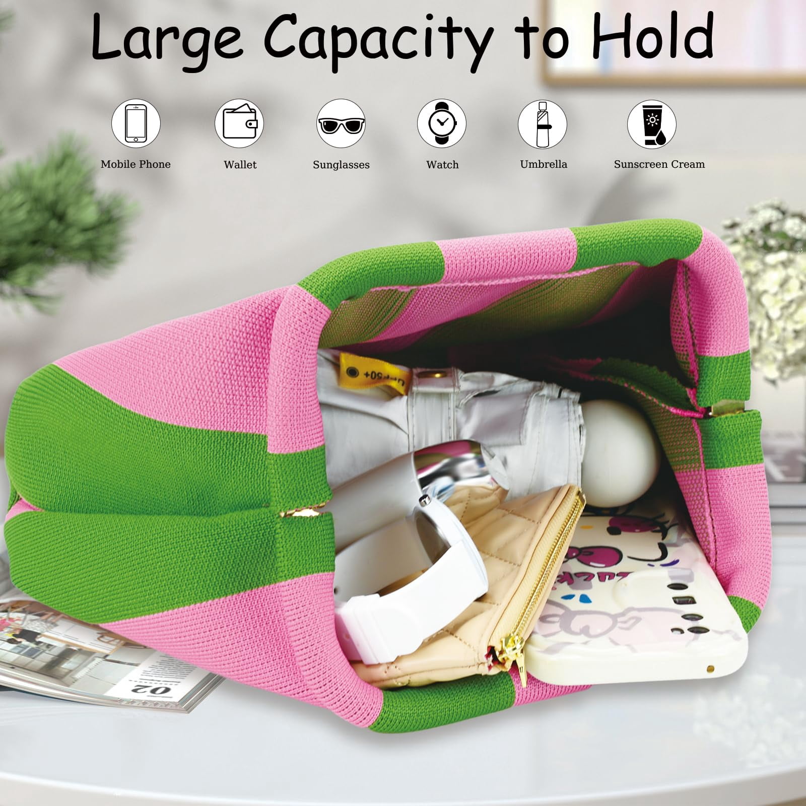 Summer Clutch Purses for Women Casual Crochet Dumpling Bag Colorblock Striped Cloud Clutch Handbags Casual Colorblock Bag Beach Clutch Purses Handbags