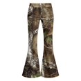 thumbnail image 3 of Grblisyd Girls Flare Leg Uniform Pants High Waist Fashion Camo Maple Leaf Print Bell Bottoms With Button and Pockets, 3 of 6