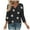 Black, variant on Women Fall Clothes V Neck Floral Pattern 3/4 Sleeve Tees Tshirts Fall Tops Fall Fashion Must Haves My Items