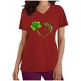 thumbnail image 3 of lcziwo Scrub Tops for Women Short Sleeve Working Uniform with Pocket Summer Casual V Neck Stretchy Holiday T Shirts Funny Graphic Print Tees Red M Sales of The Day Clearance, 3 of 7