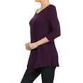 thumbnail image 2 of Women's Solid Basic Casual Side Button Trim Round Neck Blouse Shirt Tunic Top, 2 of 5