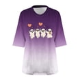 thumbnail image 4 of Heisall Womens T-shirts Halloween Print V-Neck 3/4 Sleeve Loose Plus Size Casual Fashion Daily Wear Tops, 4 of 4