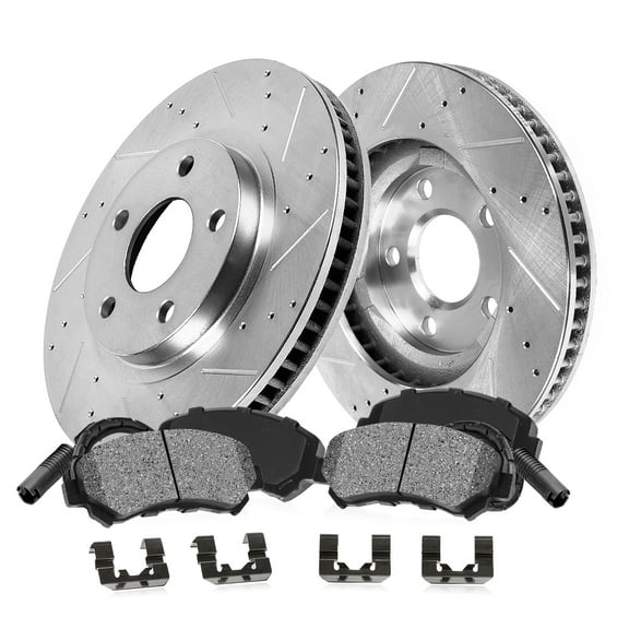 Callahan Brake Parts Brake Kit for BMW Select Models Front Drilled and Slotted Brake Rotors with Metallic Brake Pads EBYK038329