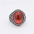 thumbnail image 3 of PAMTIER Unisex Stainless Steel Vintage Domineering Oval Cut Red Gemstone Rhinestones Ring Special Flowers Totem Wedding Band Comfort Fit Size 12, 3 of 6