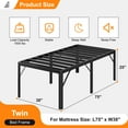 thumbnail image 2 of Bedofmine 25" Twin Bed Frame, No Box Spring, Heavy Duty, Easy Assembly, Rounded Corners with Large Storage, Black, 2 of 9