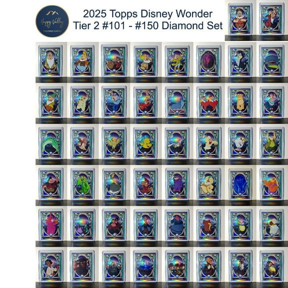 2025 Topps Disney Wonder 50 Card Tier 2 Diamond Complete Set in Toploaders