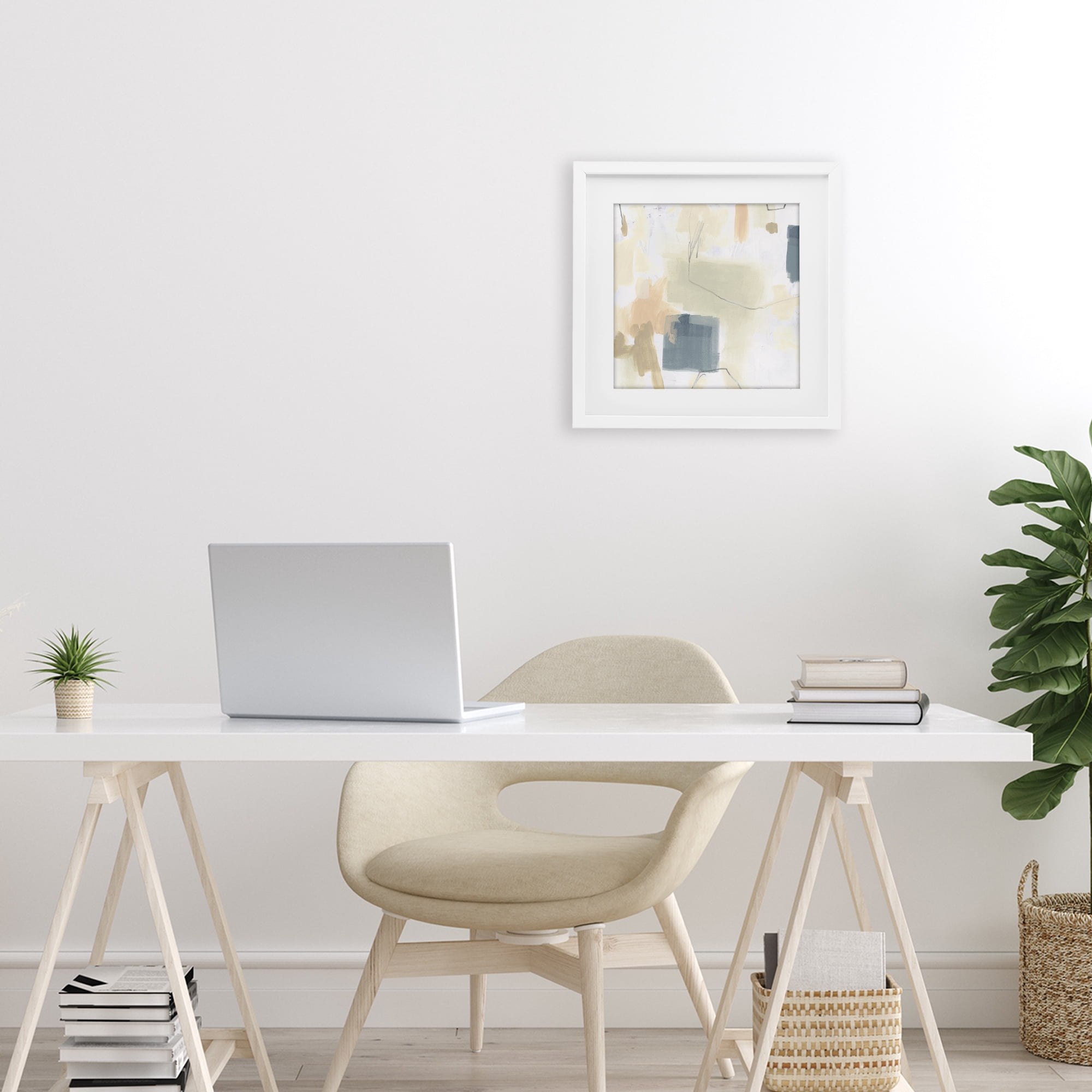 Stupell Industries Minimal Plaster Line White Framed Print Under Glass, design by June Erica Vess