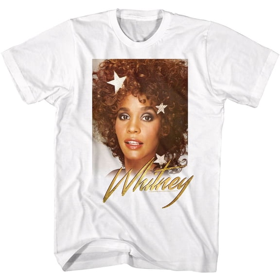 Whitney Houston Stars And Shine White Adult T-Shirt L