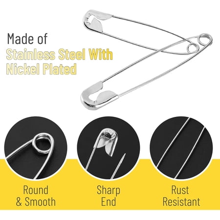 Mr. Pen- Safety Pins, 3 Inch, 30 Pack, Oversize Safety Pin, Large Safety Pins for Clothes
