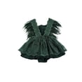 thumbnail image 2 of Douhoow Newborn Girls Romper Summer Baby Feather Sleeve Lace Flowers Backless Tassel Bodysuit, 2 of 8