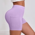thumbnail image 2 of Asxite Women Fashion Solid High Waisted Yoga Shorts with Pockets Stretchy Workout Bottoms Purple XL, 2 of 5