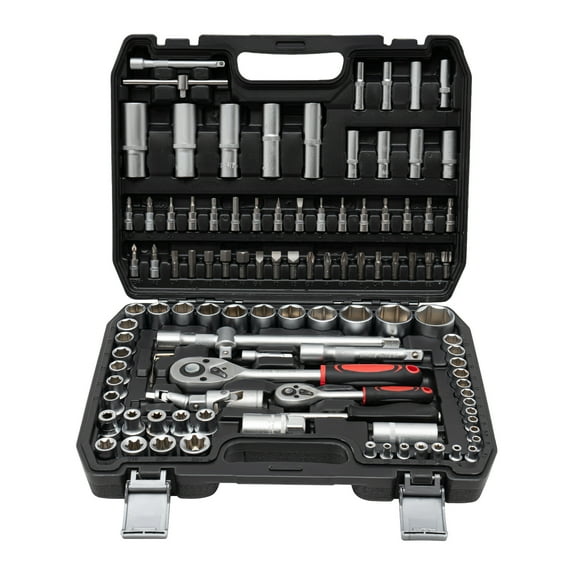 Dwellnix Ratchet Wrench Mechanics Tools Kit Metric 1 4 And 1 2 Drive Socket Set 108Pcs US