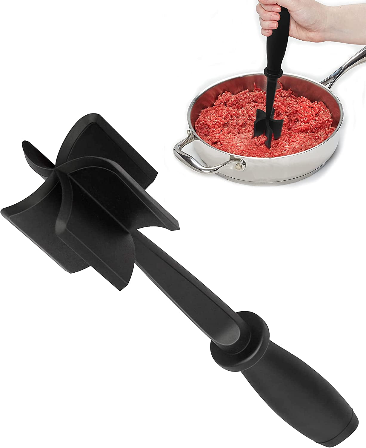 1pc, Meat Chopper, Heat Resistant Meat Masher For Hamburger Meat, Ground  Beef Masher, Silicone Hamburger Chopper Utensil, Ground Meat Chopper, Non  Sti