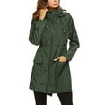 thumbnail image 3 of Baqcunre Women's Hooded Waterproof Mid-Length Solid Color Raincoat With Sun Protection Sports & Outdoors Rain Jacket Women Long Coat Women,Womens Winter Coats Army Green L, 3 of 8