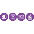 thumbnail image 2 of Darling Souvenir Pack Of 190 Pcs Chocolate Labels Cheers 80th Birthday Theme Stickers-Purple, 2 of 2