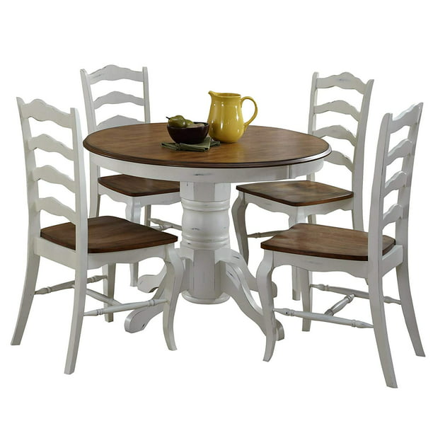 French Countryside Oak And Rubbed White, French Dining Table And Chairs