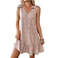 thumbnail image 2 of Women Dresses Summer V-Neck Sleeveless Printed Tank Dress Casual Summer Wedding Guest Dress Beach Vacation Clothes, 2 of 5