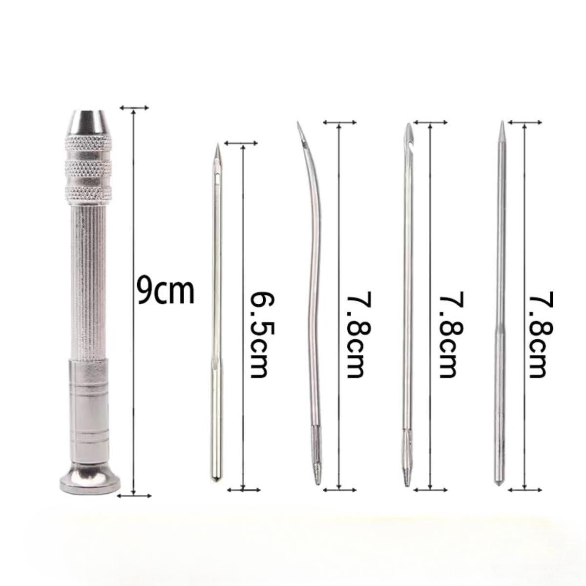 HILABEE 5x Leather Sewing Awl Set Shoe Repair Tool Kit Sewing Needles Replaceable Punch Stitching Needles for Upholstery Process