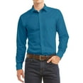 thumbnail image 1 of Men's Dress Shirt Long Sleeve Regular Fit Button Up Pocket Solid Standard Cuff Turquoise, 1 of 2