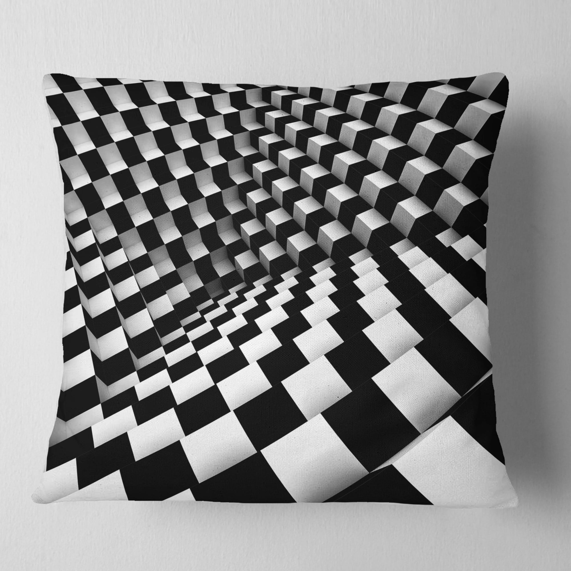 Designart Optical Black and White Pattern - Abstract Throw Pillow - 16x16