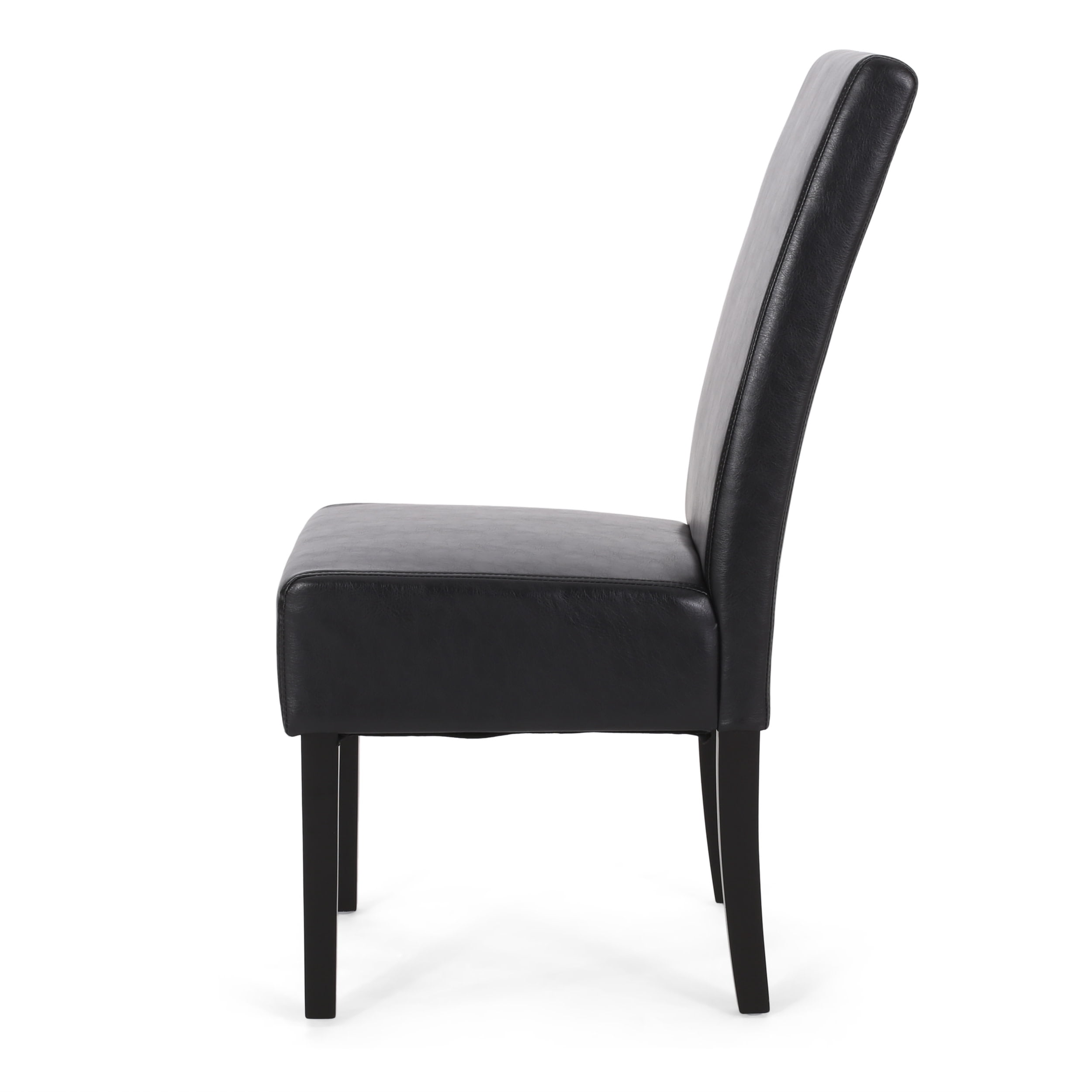 Noble House Monita Faux Leather Dining Chairs, Set of 2, Midnight Black, Espresso