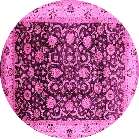 Ahgly Company Indoor Round Oriental Pink Industrial Area Rugs, 3' Round