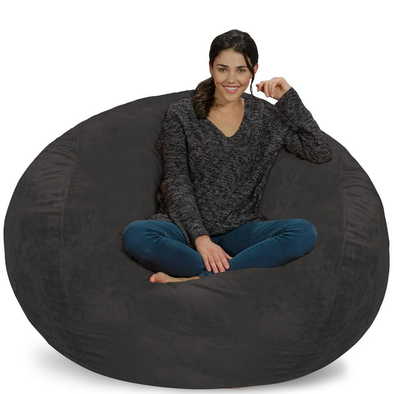 Chill Sack Bean Bag Chair, Memory Foam Lounger with Ultra Fur Cover, Kids,  Adults, 7 ft, Ultra Fur Grey 