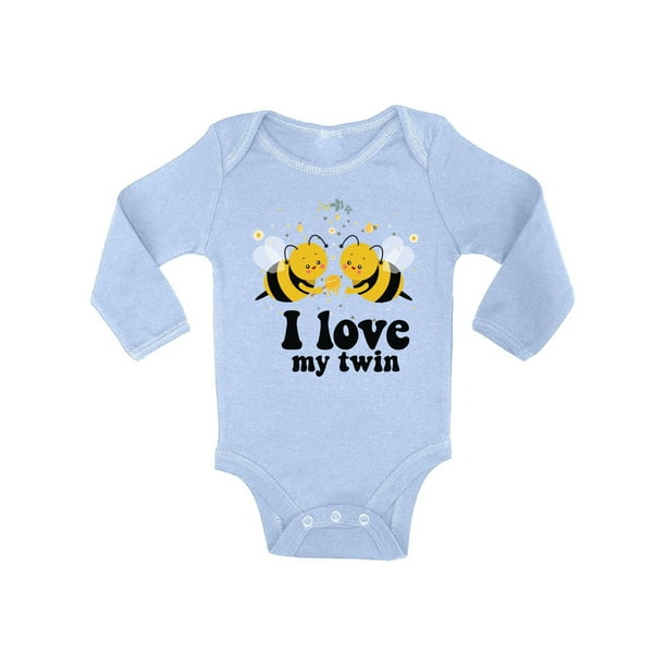 Awkward Styles Twin Baby Bodysuit Long Sleeve Cute Baby Shower Gifts Funny Bee Twins Outfit For Baby Boy Funny Bee Twins Outfit For Baby Girl Birthday Party Clothing Bee Gifts For Twins