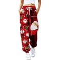 thumbnail image 4 of Pantalones deportivos casuales holgados con estampado navideño para mujer de Europa y América Pantalones casuales para mujer, 4 of 5