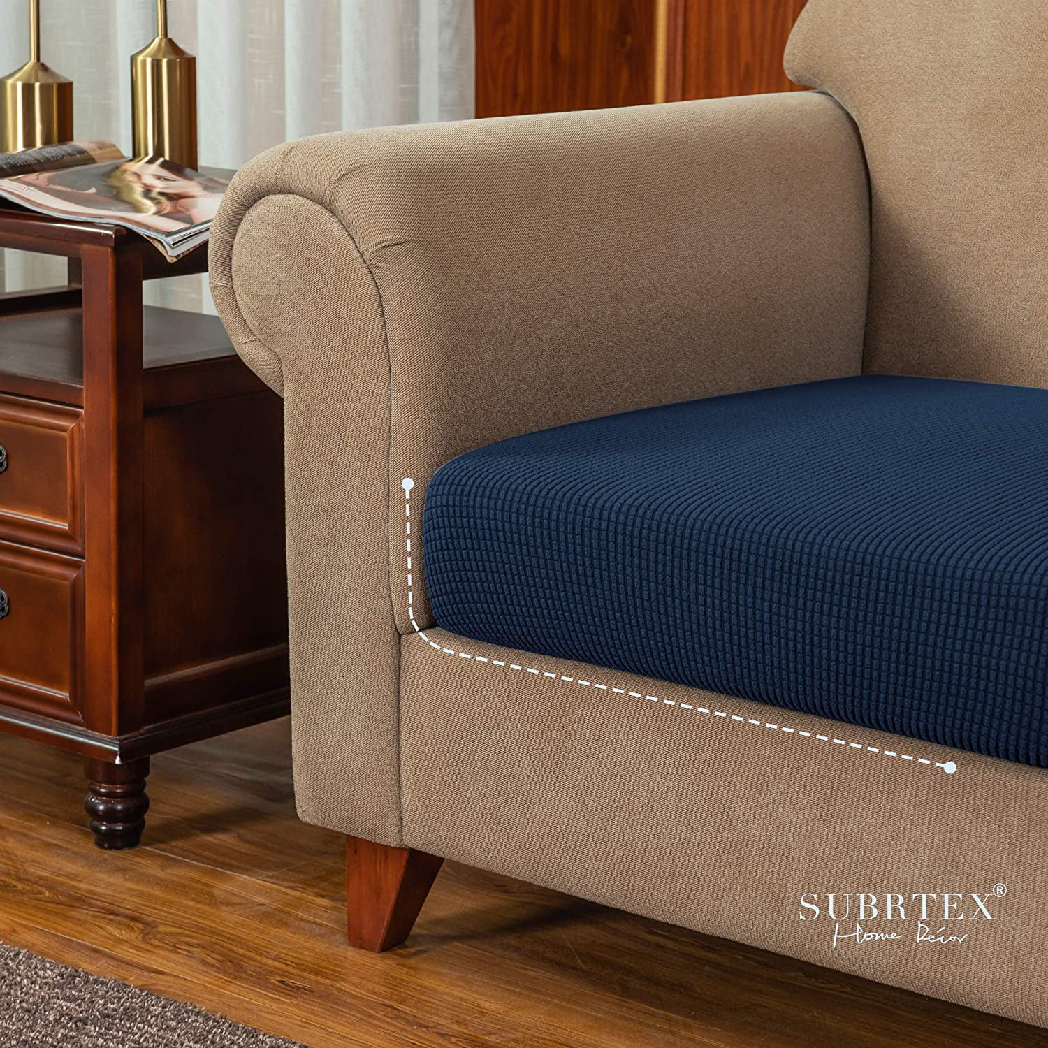 Stretch Sofa Seat Cushion Cover Couch Covers Furniture Protector (Armchair, Navy)