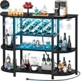 thumbnail image 5 of iSunirm 3-Tier Wine Bar Cabinet with Power Outlets and LED Lights, Bar Table Coffee Bar with Glass Holder & Liquor Storage Rack for Kitchen, Living Room, Black, 5 of 9