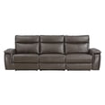 thumbnail image 2 of Lexicon Maroni 110" Leather Double Reclining Sofa with Headrests in Brown, 2 of 7