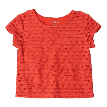 

KIDPIK Girls Short Sleeve Pointelle Crop Top Size: 2T - XXL (16)