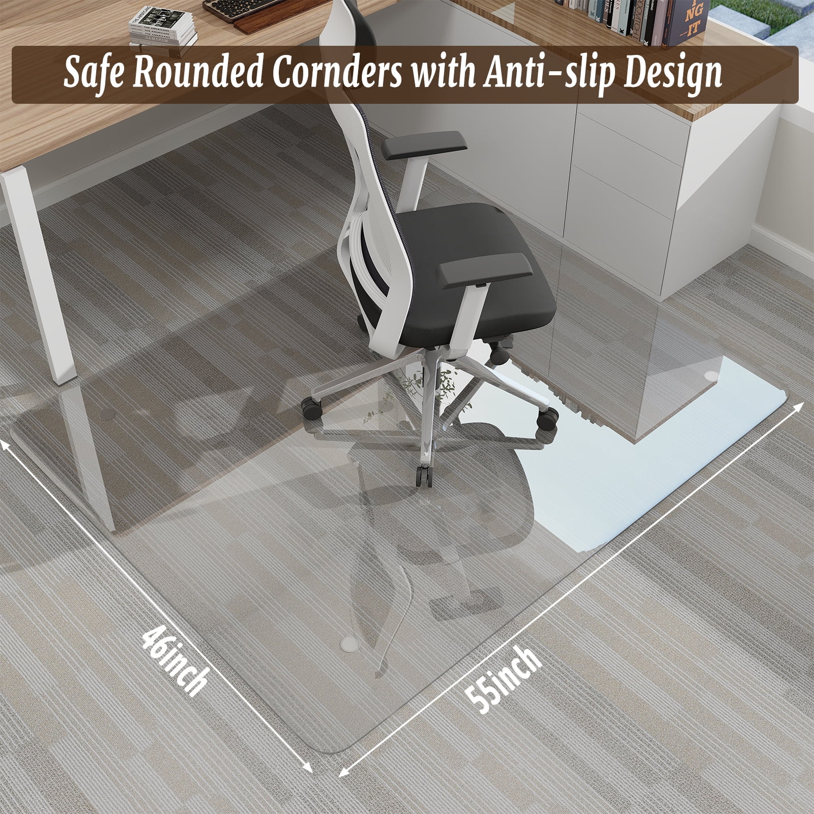 Anyrose 46"x55" Tempered Glass Office Chair Mat