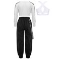 thumbnail image 4 of Aiihoo Kids Girls Sports Gymnastics Workout Hip-hop Jazz Outfits Sleeveless Vest with Cargo Pants and Crop Top for Dance Performance White 6, 4 of 7