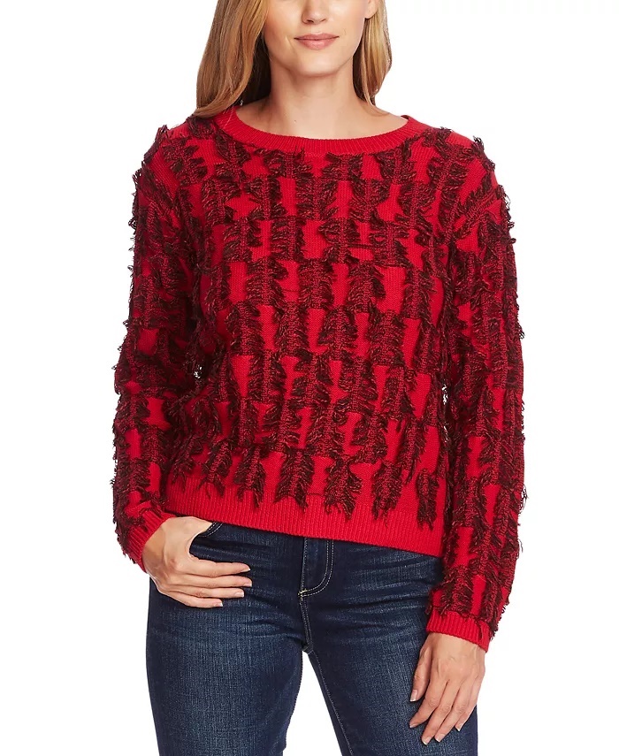red eyelash sweater