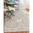 thumbnail image 2 of Unique Loom Collection Geometric, Botanical, Coastal, Bohemian, Indoor and Outdoor Area Rug, 6 x 9 ft, Light Blue/Beige, 2 of 10