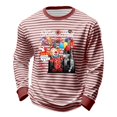 thumbnail image 5 of Striped Casual Print Sweatshirt Crewneck Pullover Top Long Sleeve Hoodless Shirt Soft Comfortable Tunic Blouse,Brick Red,XXXL, 5 of 5