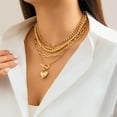 thumbnail image 3 of Gold Layered Necklaces for Women Chunky Gold Necklace Herringbone Paperclip Chain Necklace Dainty Cuban Stacking Coin Heart Star Cross Pendant T Bar Necklace Gold Jewelry Gifts, 3 of 7