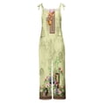 thumbnail image 4 of Womens Printed Jumpsuits Overalls Wide Leg Casual Summer Outfits Linen Rompers Jumpers Sleeveless Straps 2025 Clothes Mint Green M, 4 of 5