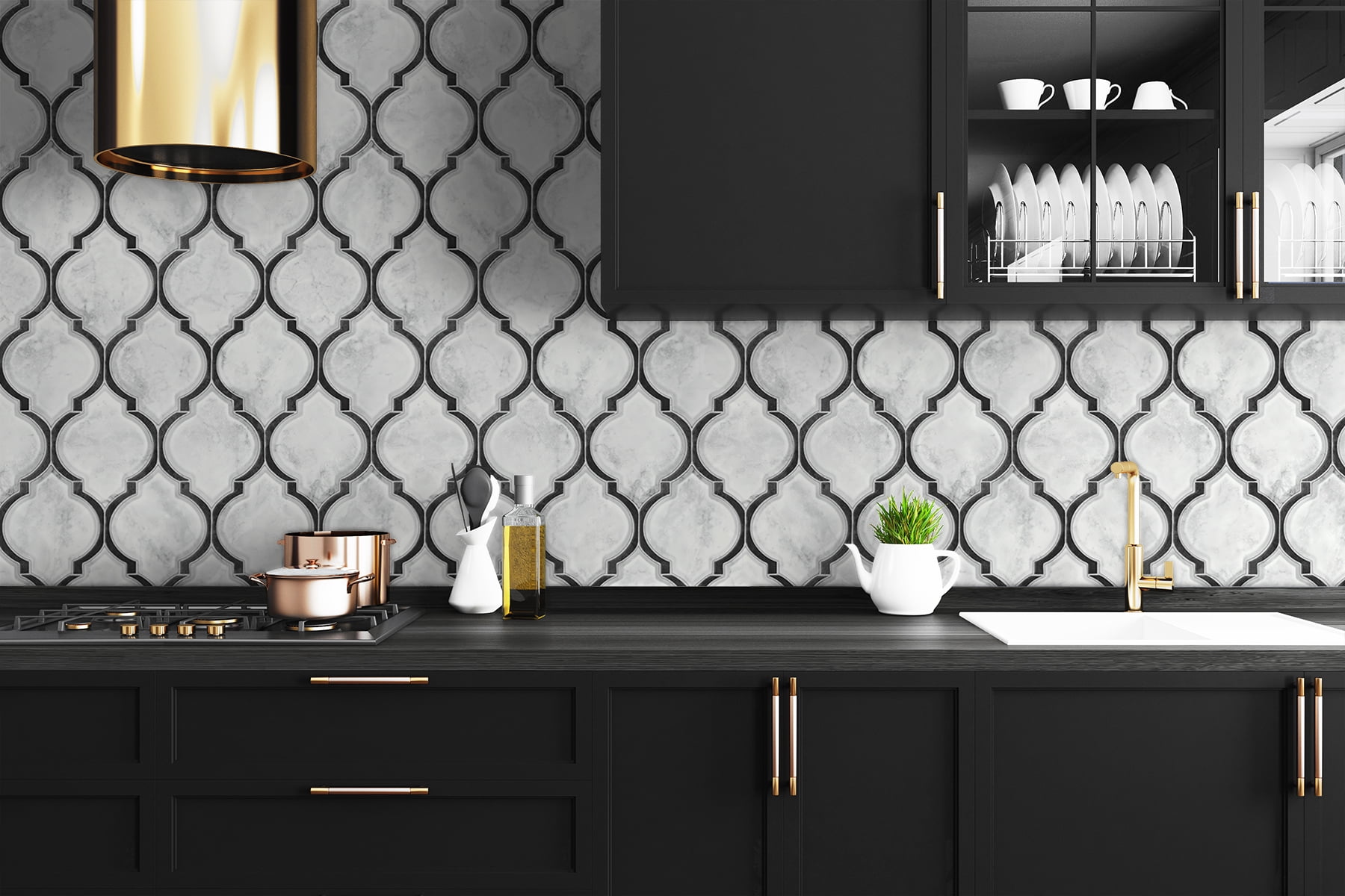 NextWall Marbled Ogee Peel and Stick Wallpaper