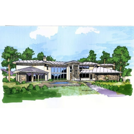 015-913: Luxury Contemporary 3 Bed, 5 Bath Luxury Home Plan, 4532 Sq Ft: Full Blueprints with License to Build by Home Plan Marketplace - Lesuto