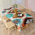 thumbnail image 3 of Rectangle Waterproof Tablecloth 60×102 Inch, Boho Orange Blue Geometry Pattern Reusable Indoor/Outdoor Durable Table Cover for Party Kitchen Dinner Room Decor, 3 of 6