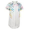 thumbnail image 4 of Moda mujer solapa impresión botón frontal cárdigan manga corta camisa Tops abrigo Pompotops  hkajfhjk474133, 4 of 5